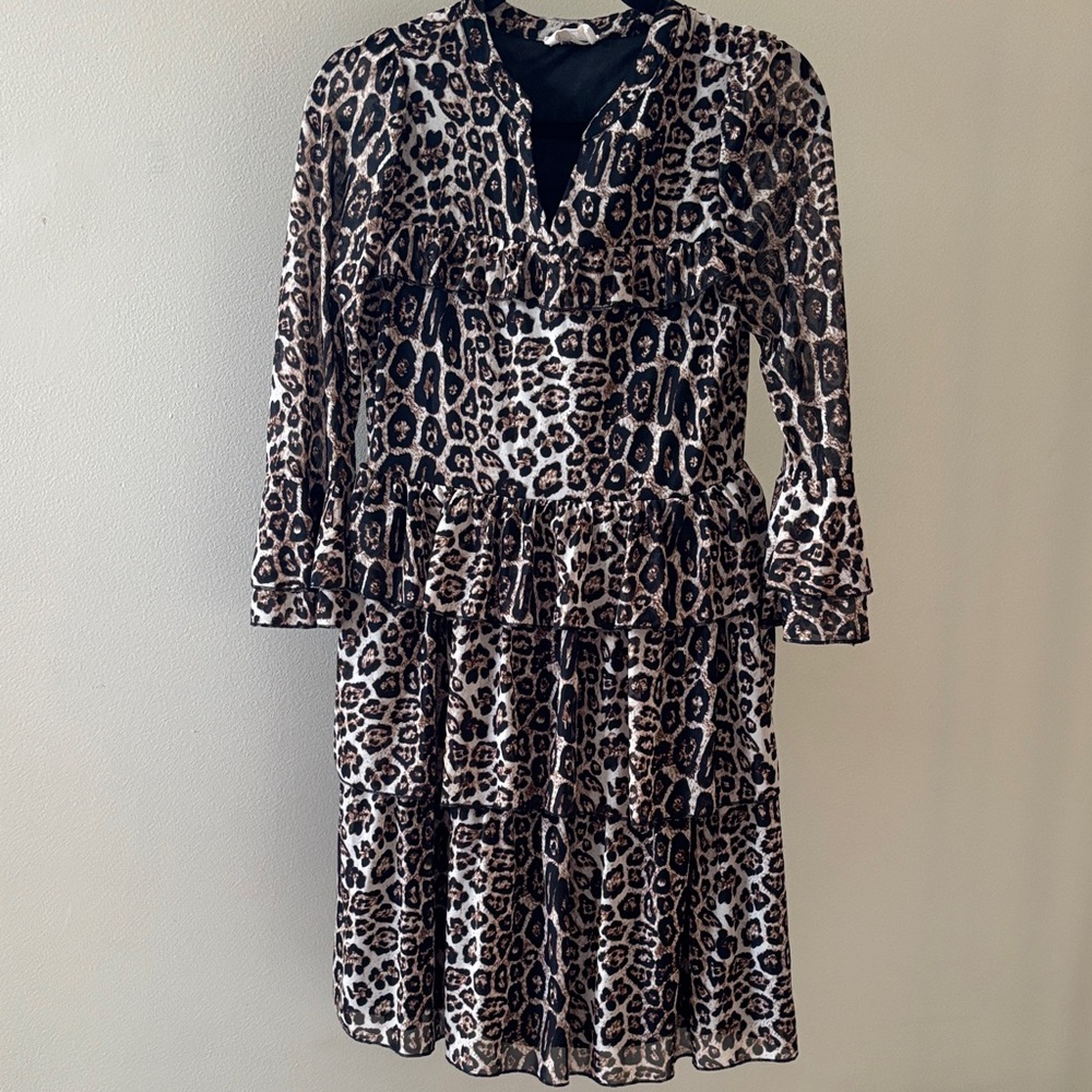 Leopard Print Long Sleeve Dress